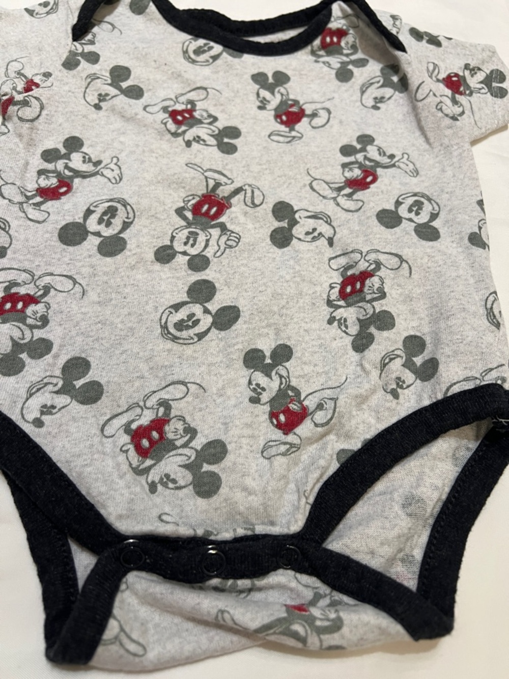 “Bundle 10/$13” Disney 6-9mGrey, Black & Red Mickey Mouse Short-Sleeve One-Piece - Picture 5 of 6